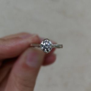1 CT Round Moissanite Tulip Shaped Solitaire Engagement Ring Size 7
